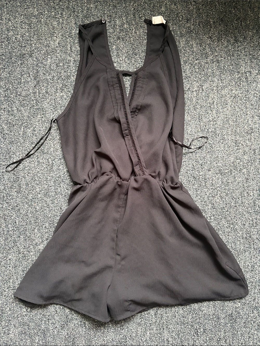 Sienna Sky Women's Black Sleeveless V-Neck Romper with Keyhole